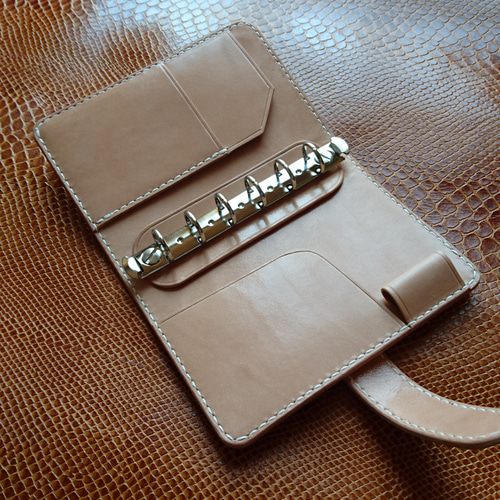 薔薇のシステム手帳　ミニ6 　革カービング システム手帳 薔薇 ミニ6 革カービング