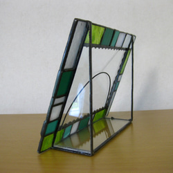 ステンドグラス　フォトスタンド（モザイク緑） 2枚目の画像
