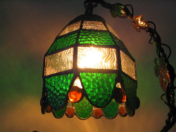 ステンドグラス　八面ランプ（グリーン） 4枚目の画像