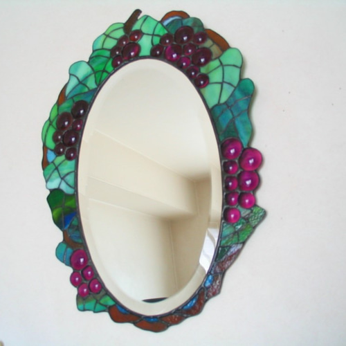 ステンドグラス 葡萄の鏡