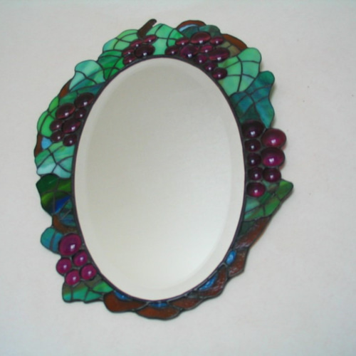 ステンドグラス 葡萄の鏡 ステンドグラス 葡萄の鏡 その他インテリア雑貨 ステンドグラス みず