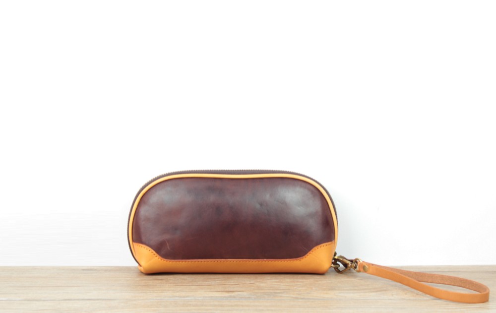 本革 大人のクラシックレザークラッチバッグ ☆Red Brown☆