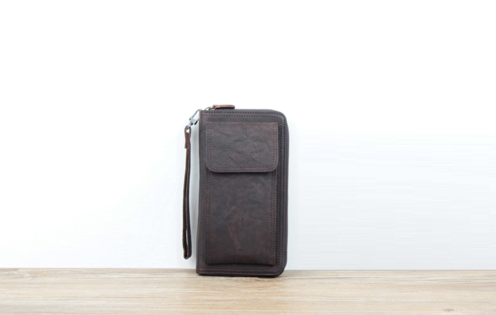 本革 コンパクトクラシックレザークラッチバッグ＆ロングウォレット  ☆DarkBrown☆