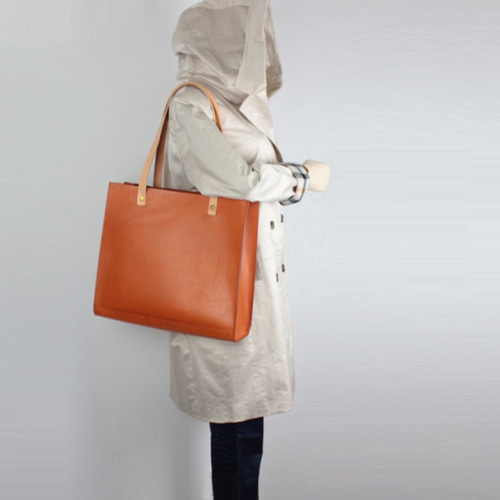 本革 封筒型大容量クラシックレザートートバッグ ☆Brown