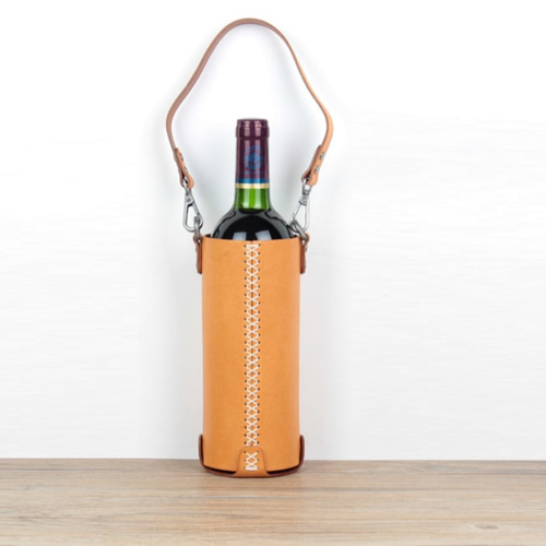 本革 手縫いラグジュアリーレザーワインボトルホルダー その他キッチン
