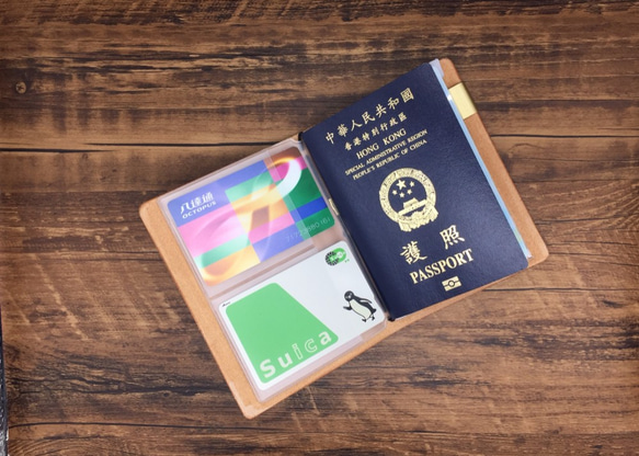皮革護照套/筆記簿套/旅行證件套/原色 第2張的照片