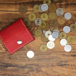皮革零錢包/盒子零錢包/零錢包/紅色/禮物 第2張的照片