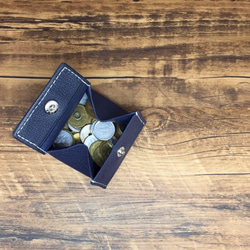 皮革零錢包/盒子零錢包/零錢包/深藍色/禮物 第3張的照片
