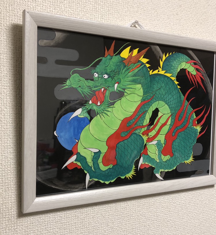 ☆ HaRu 辰年 龍 竜 富士山 縁起物 1点物 真作 原画 絵画 油絵 ♪