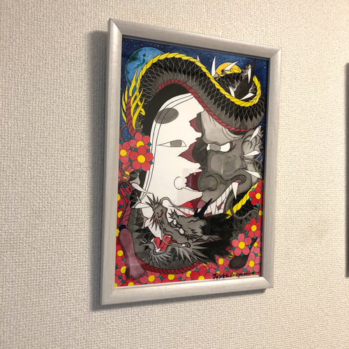 表裏〜 能面と般若 (原画）額付き 絵画 FDO 通販 7250361