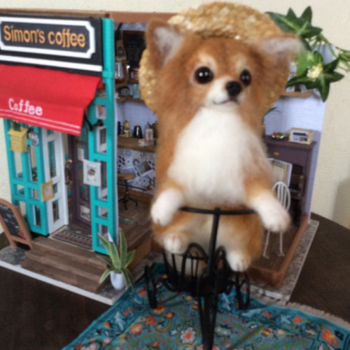 自転車に乗るチワワ 羊毛フェルト コーギー大好きママ 通販 9965097