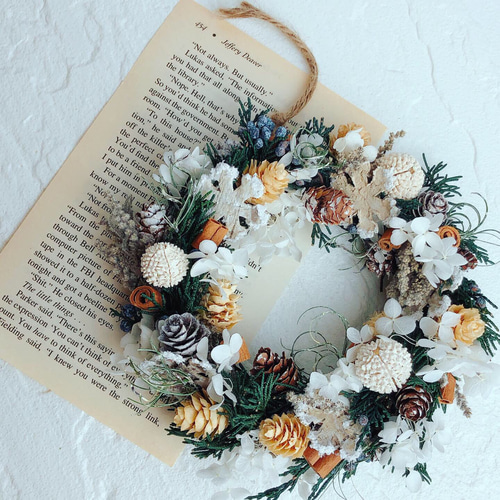冬リース ミニリース クリスマスリース 15cm プリザーブドフラワー ++