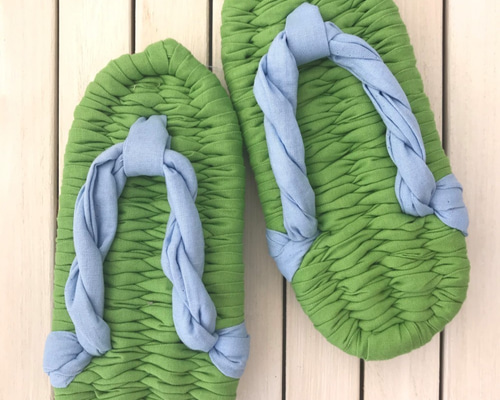 布ぞうりキット 17㎝～27㎝サイズ（色：黄緑×サックス） スリッパ