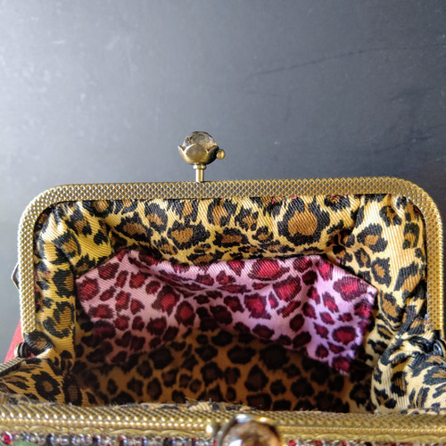 薔薇とドクロ☆クールながま口 ポーチ たくさん入ります  