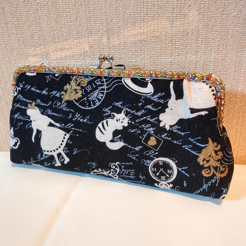 不思議の国のアリス☆キラキラがま口 ペンケース、メガネ 、プルーム  