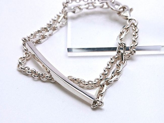 【G2MIX】 Silver925 ダブルチェーン ブレスレット