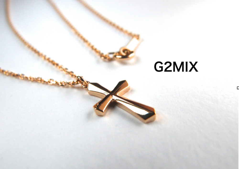 【G2MIX】18金 メンズ シンプルクロス ネックレス