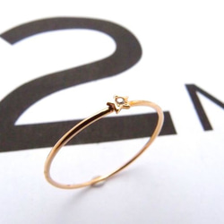 【G2MIX】18金 ダイヤ付きスター丸線リング 1枚目の画像