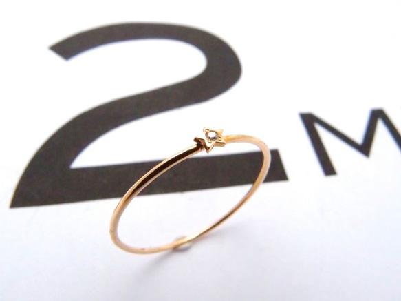 【G2MIX】18金 ダイヤ付きスター丸線リング 1枚目の画像