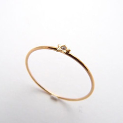 【G2MIX】18金 ダイヤ付きスター丸線リング 2枚目の画像