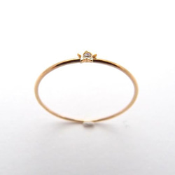 【G2MIX】18金 ダイヤ付きスター丸線リング 3枚目の画像