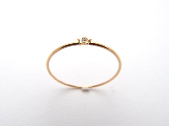 【G2MIX】18金 ダイヤ付きスター丸線リング 3枚目の画像