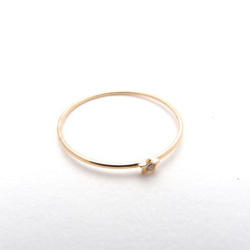 【G2MIX】18金 ダイヤ付きスター丸線リング 4枚目の画像