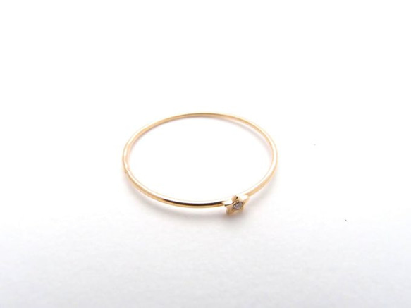 【G2MIX】18金 ダイヤ付きスター丸線リング 4枚目の画像