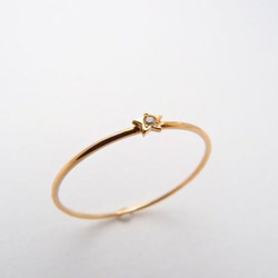 【G2MIX】18金 ダイヤ付きスター丸線リング 5枚目の画像