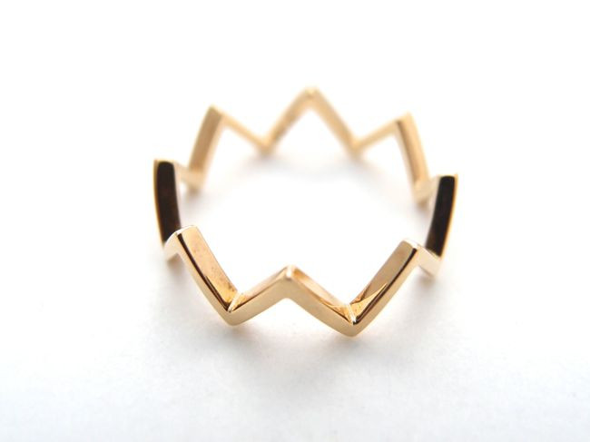 美品 14KT ギザギザデザインリング 14KT ギザギザデザインリング 美品
