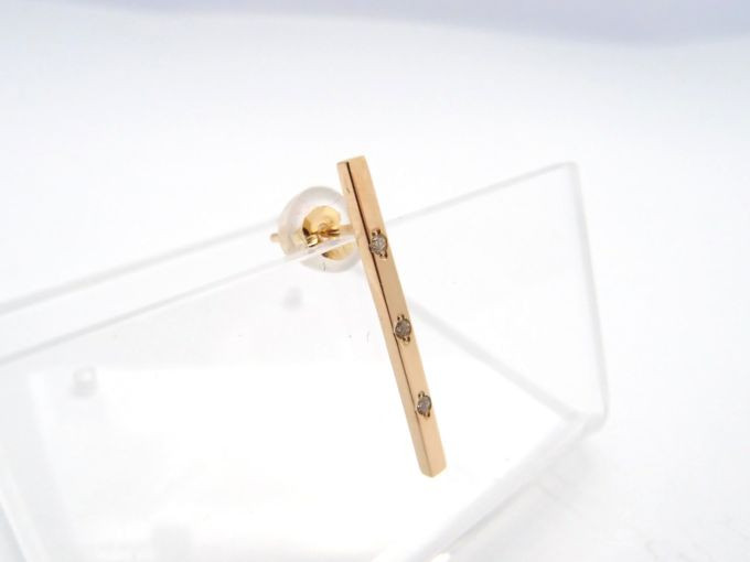 【 G2MIX 】18金 ダイヤ付きライン シングルピアス