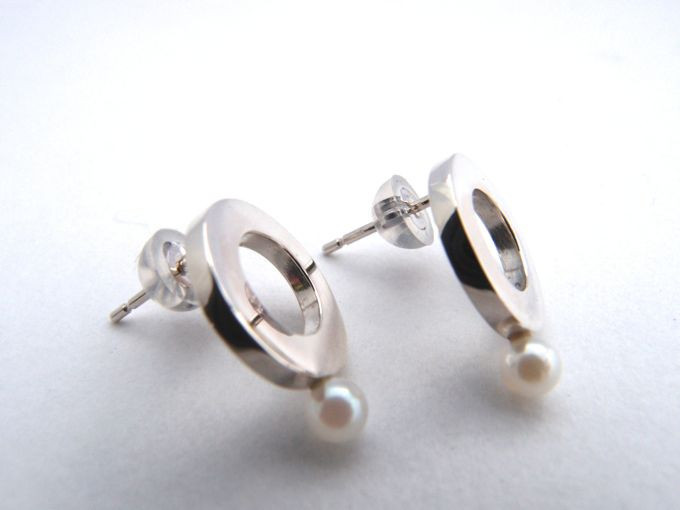 【G2MIX】Silver925  アコヤパールのサークルピアス