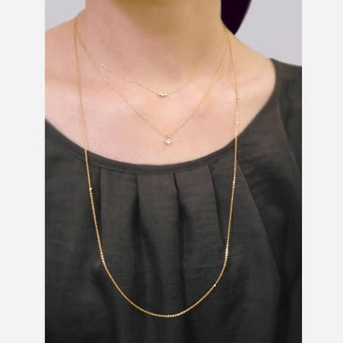 14kgf ゴールド 多面ビーズ ロングネックレス ＊ 金 ビーズ ゴールド