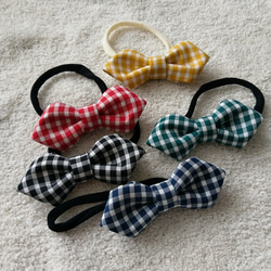 【美品】ドットアンドストライプス　ギンガムチェックシャツ　蝶ネクタイ風リボン 1_400c2ec83e66efa655b83517e70e