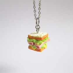 可愛三明治項鍊 - 黏土食物 - 不銹鋼配件 第1張的照片