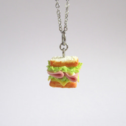 可愛三明治項鍊 - 黏土食物 - 不銹鋼配件 第2張的照片
