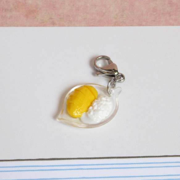 芒果糯米飯墜子 手機吊飾 可愛黏土甜點 第4張的照片