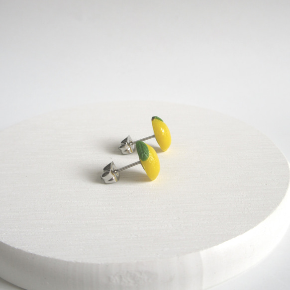 檸檬 耳環 迷你水果 - 不銹鋼耳釘 第4張的照片