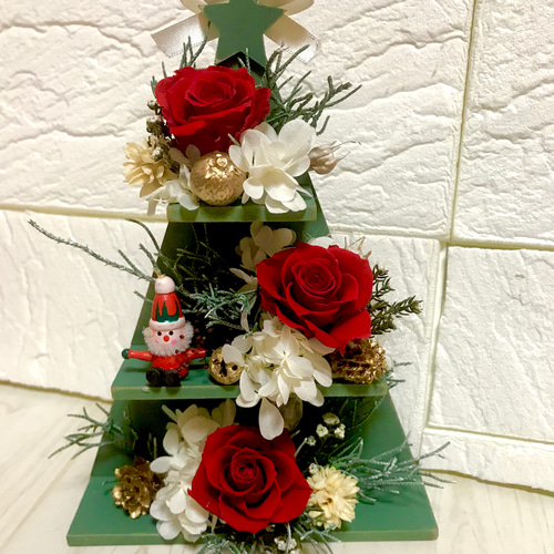 ローズツリー造花赤薔薇