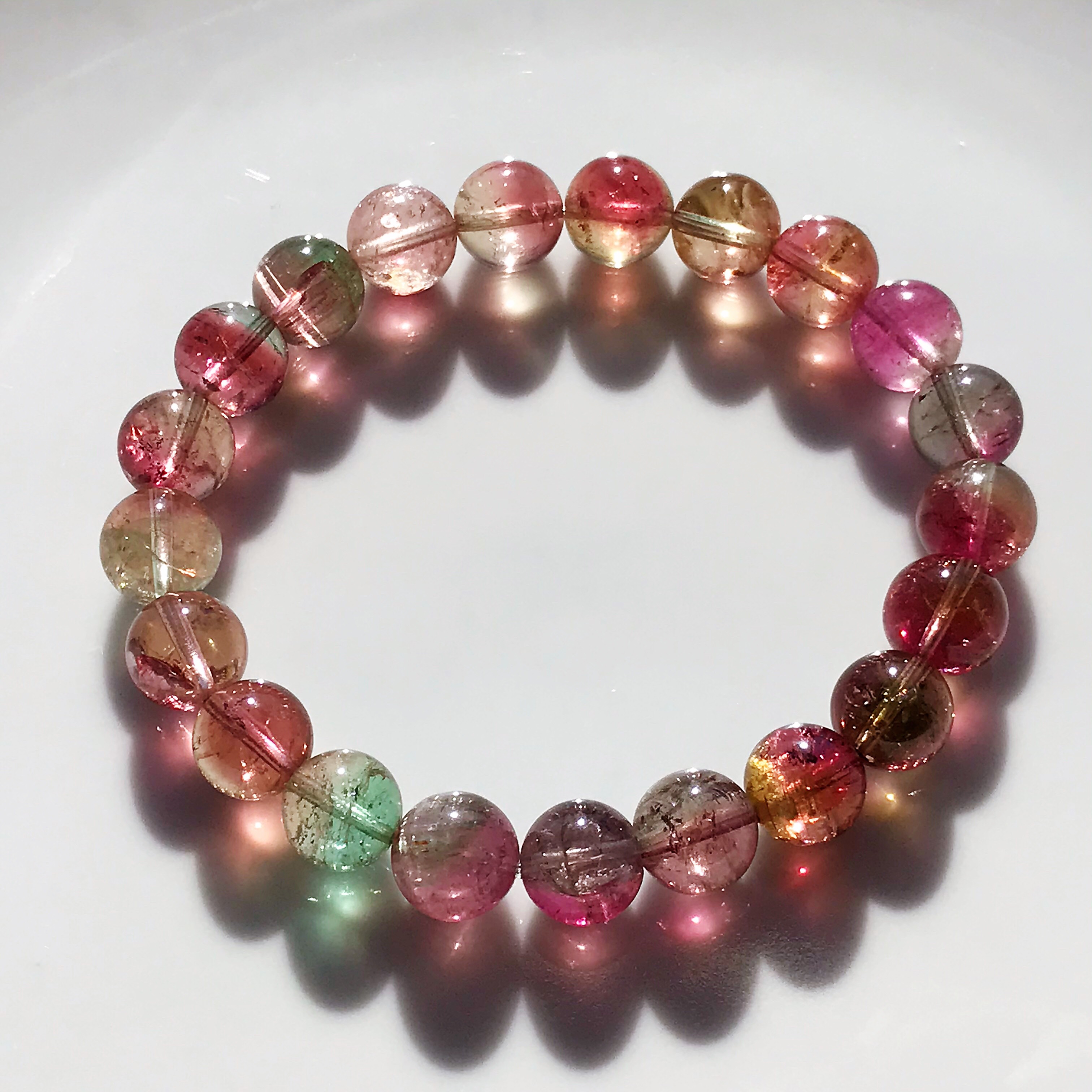 イギリス発送　ブラジル産　トップグレード天然ウォーターメロントルマリンブレスレット 希少　マイナスイオン　一期一会