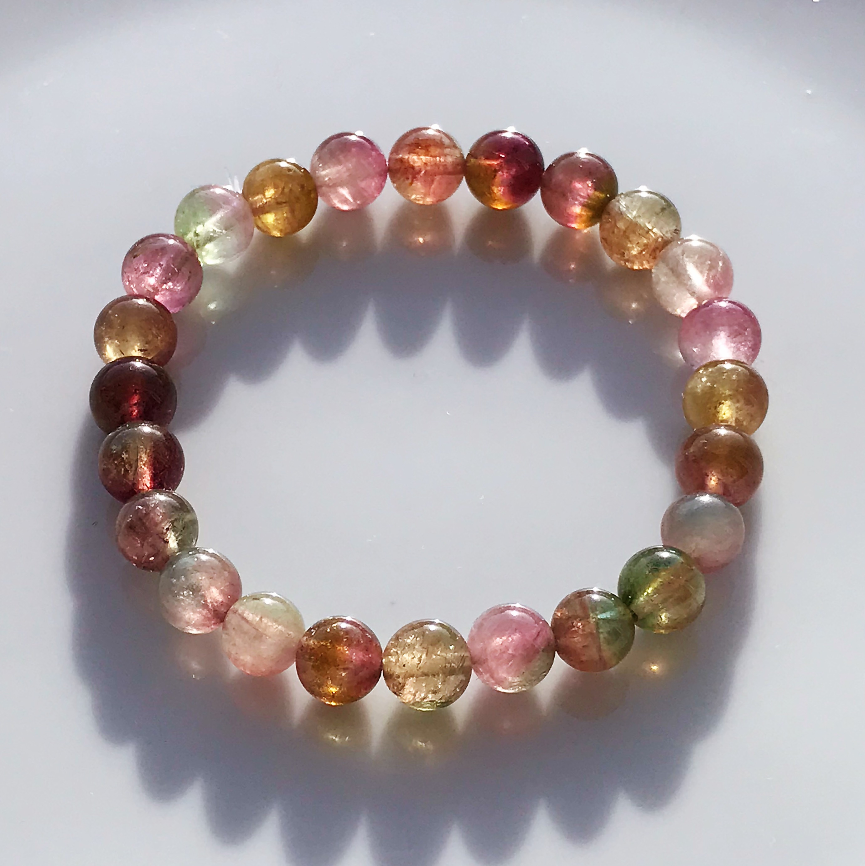 114イギリス発送　限定品 透明度抜群　天然ウォーターメロントルマリンブレスレット マイナスイオン 一期一会