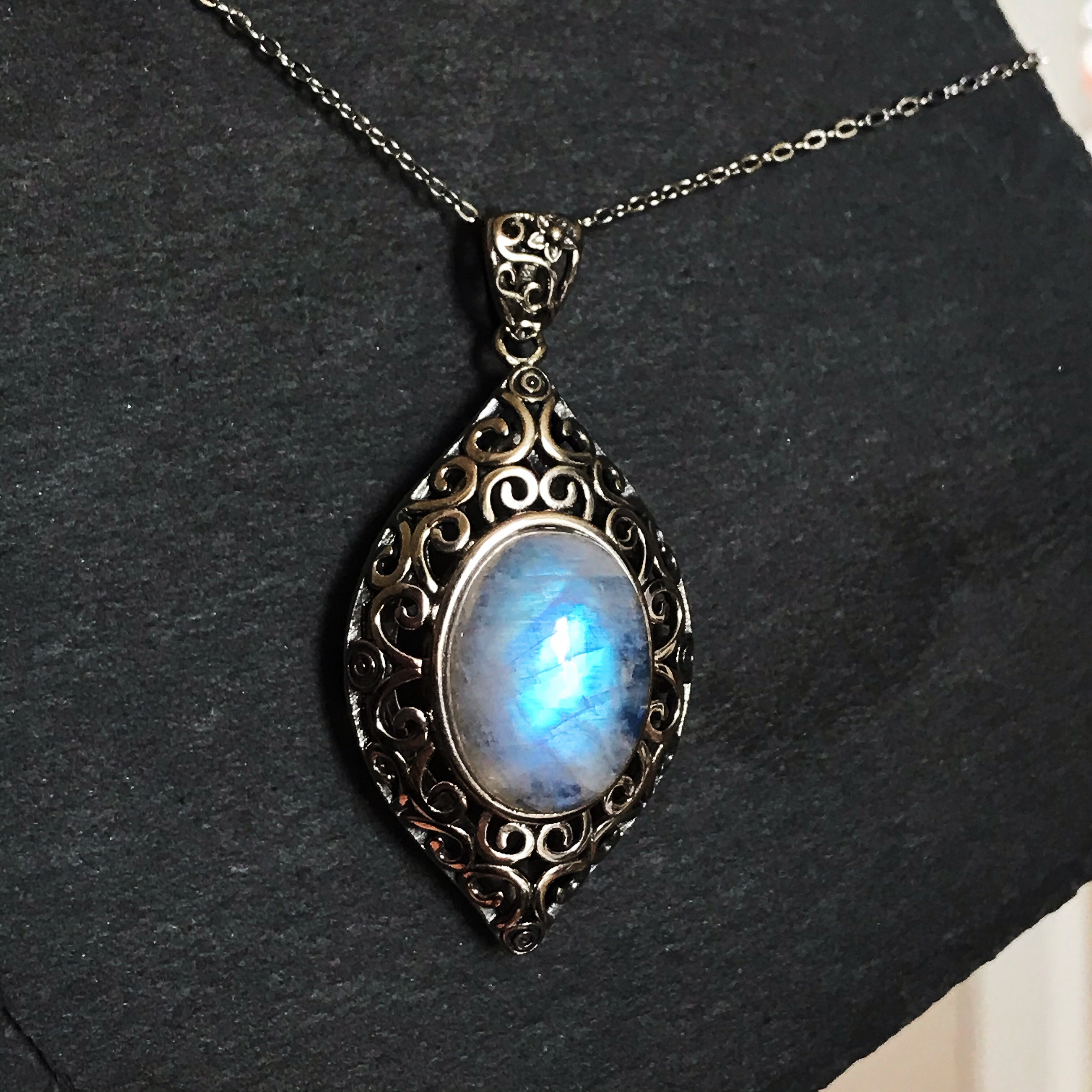 イギリス発送　選択型 ムーンストーン ネックレス ブルーシーラー Silver925 ハンドメイド　ヨーロピアンデザイン
