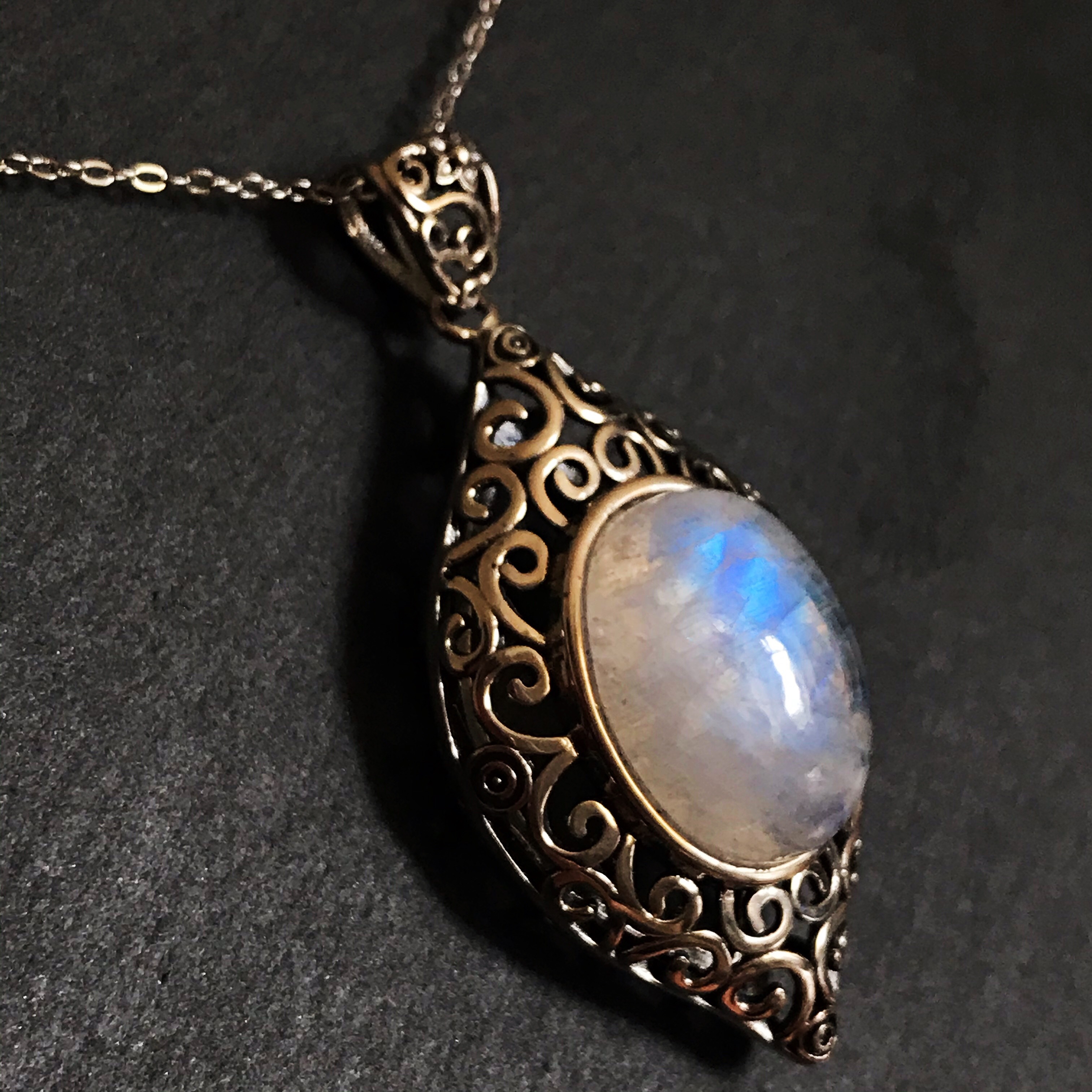 イギリス発送　選択型 ムーンストーン ネックレス ブルーシーラー Silver925 ハンドメイド　ヨーロピアンデザイン
