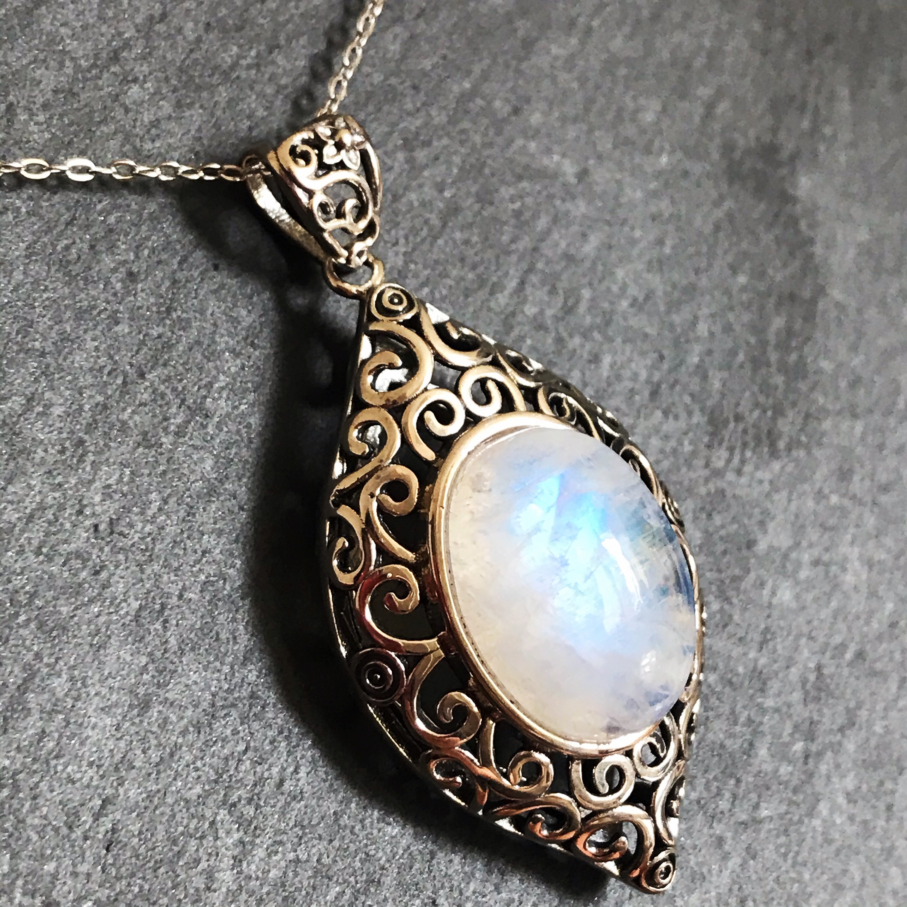 イギリス発送　選択型 ムーンストーン ネックレス ブルーシーラー Silver925 ハンドメイド　ヨーロピアンデザイン