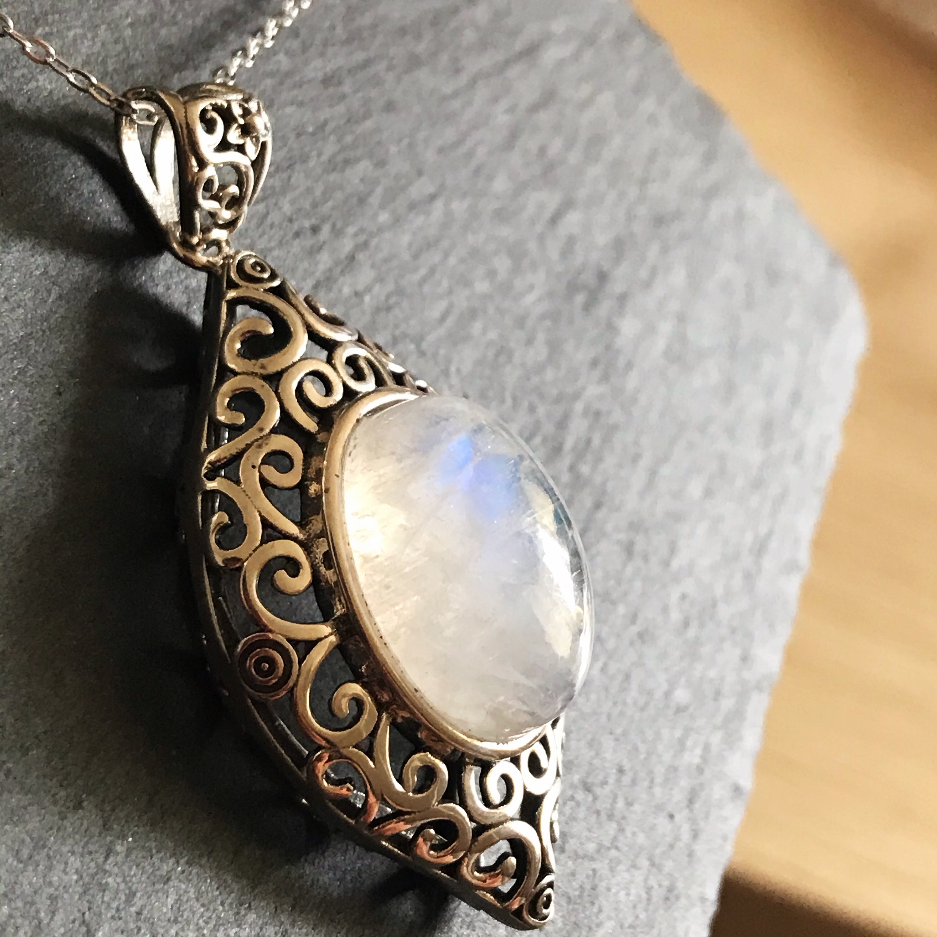 イギリス発送　選択型 ムーンストーン ネックレス ブルーシーラー Silver925 ハンドメイド　ヨーロピアンデザイン