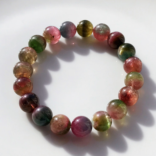 30 イギリス発送 限定品 天然ウォーターメロントルマリンブレスレット  