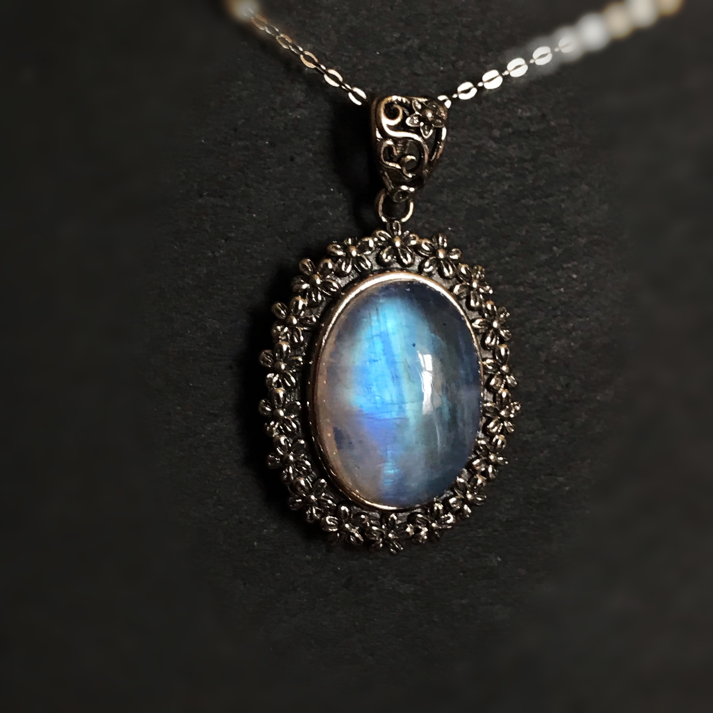 イギリス発送　ムーンストーン ネックレス ブルーシーラー Silver925 ハンドメイド　ヨーロピアンデザイン