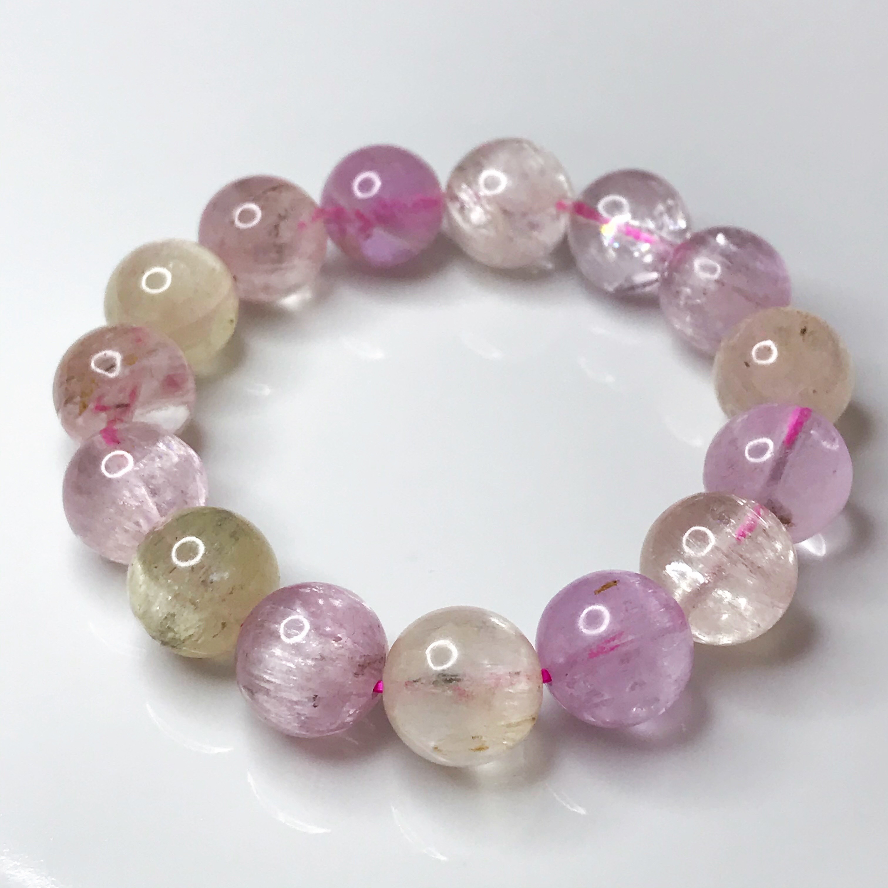 イギリス発送  大粒 キャッツアイ　クンツァイト ブレスレット ピンク 可愛い 豪華 希少
