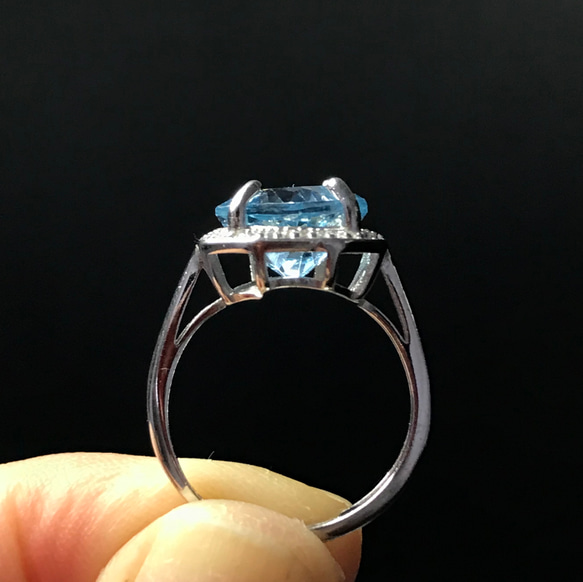 イギリス発送　天然ロンドンブルートパーズ　指輪 リング　ダイヤモンドカット　Silver925 縁起物　上品　ゴージャス 8枚目の画像