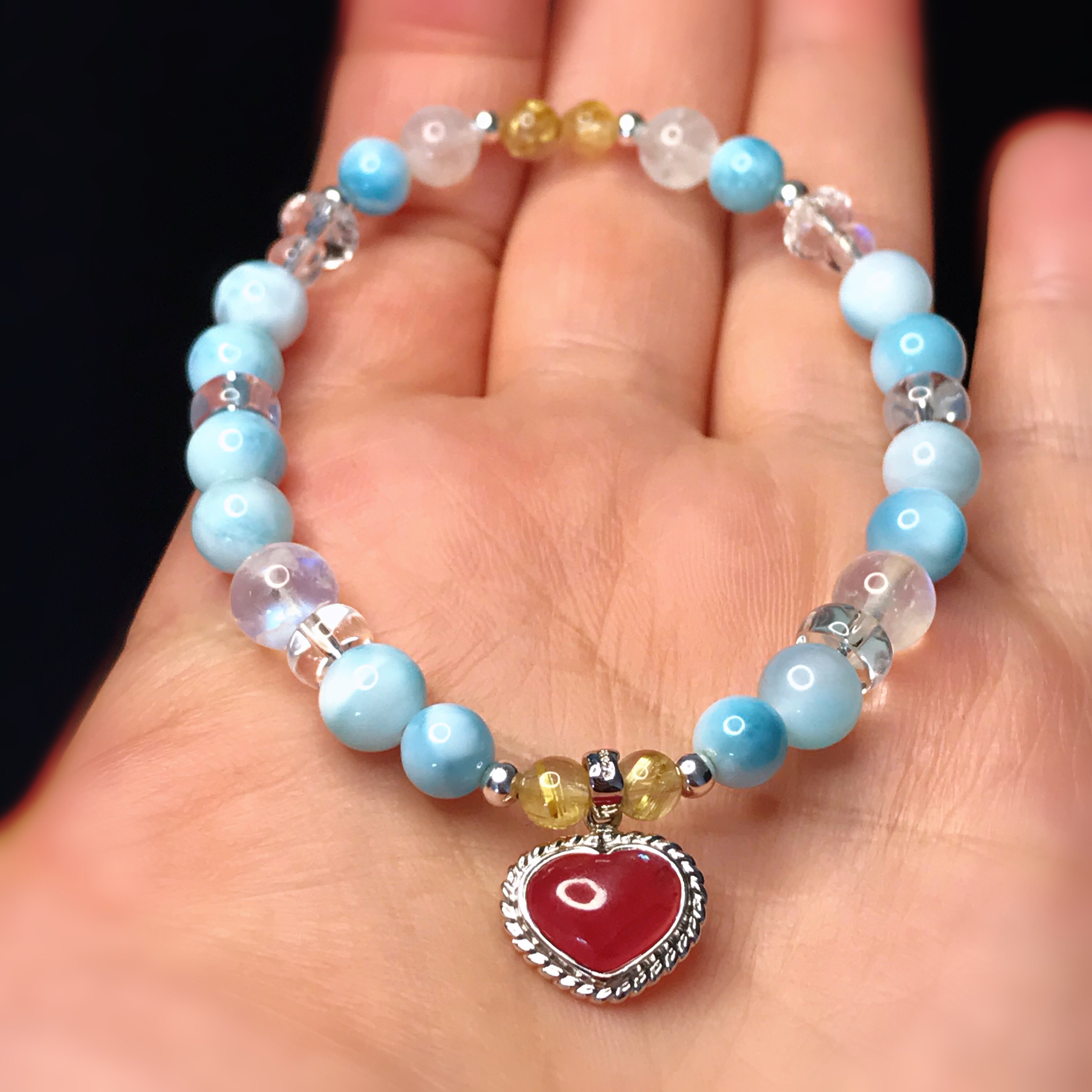 イギリス発送　ゴージャス　インペリアルロードナイト ラリマー　ブルームーンストーン　ブレスレット 縁起物　一期一会